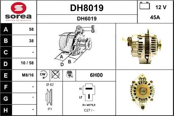 SNRA DH8019 - Ģenerators autodraugiem.lv