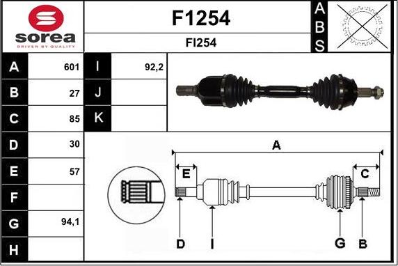 SNRA F1254 - Piedziņas vārpsta autodraugiem.lv