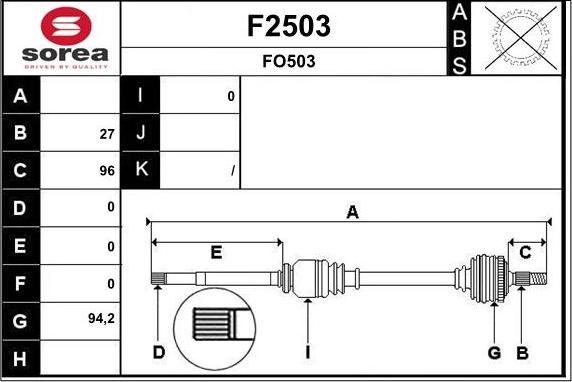 SNRA F2503 - Piedziņas vārpsta autodraugiem.lv