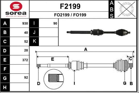 SNRA F2199 - Piedziņas vārpsta autodraugiem.lv