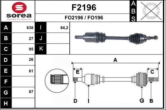 SNRA F2196 - Piedziņas vārpsta autodraugiem.lv