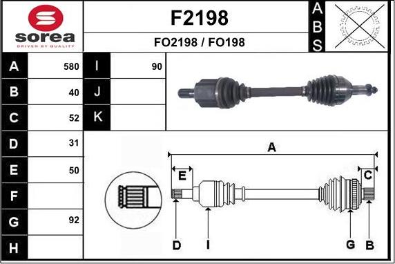 SNRA F2198 - Piedziņas vārpsta autodraugiem.lv