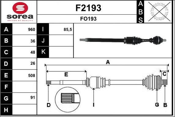 SNRA F2193 - Piedziņas vārpsta autodraugiem.lv