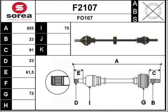 SNRA F2107 - Piedziņas vārpsta autodraugiem.lv