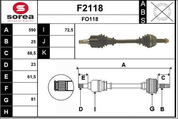 SNRA F2118 - Piedziņas vārpsta autodraugiem.lv