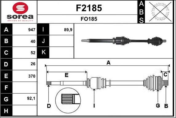 SNRA F2185 - Piedziņas vārpsta autodraugiem.lv