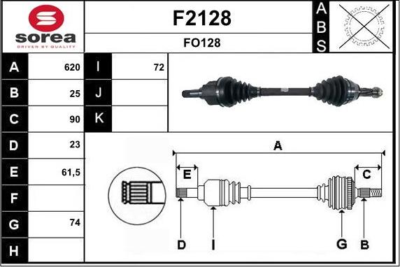 SNRA F2128 - Piedziņas vārpsta autodraugiem.lv