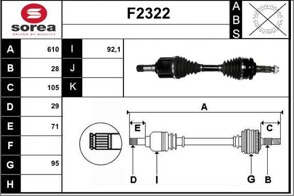 SNRA F2322 - Piedziņas vārpsta autodraugiem.lv
