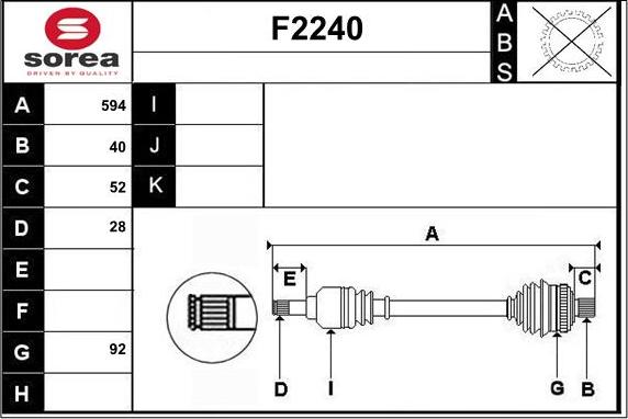 SNRA F2240 - Piedziņas vārpsta autodraugiem.lv
