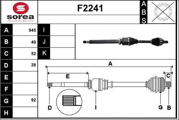 SNRA F2241 - Piedziņas vārpsta autodraugiem.lv