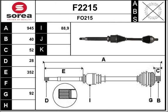 SNRA F2215 - Piedziņas vārpsta autodraugiem.lv