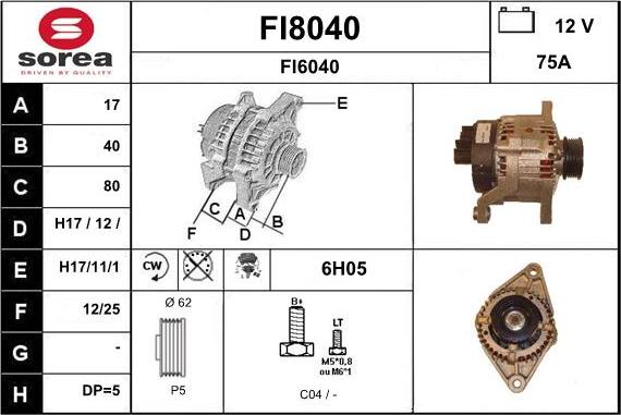 SNRA FI8040 - Ģenerators autodraugiem.lv