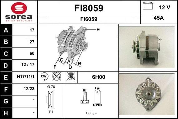 SNRA FI8059 - Ģenerators autodraugiem.lv
