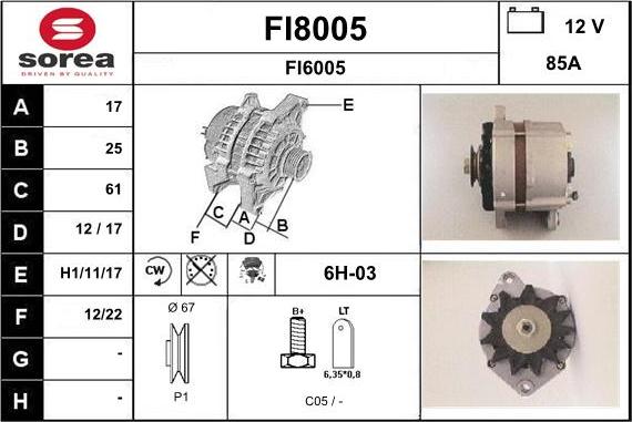 SNRA FI8005 - Ģenerators autodraugiem.lv