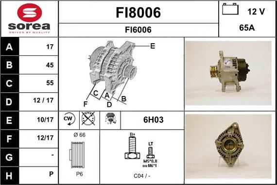 SNRA FI8006 - Ģenerators autodraugiem.lv