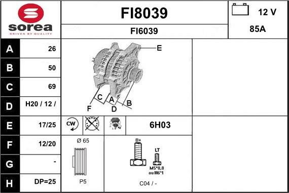 SNRA FI8039 - Ģenerators autodraugiem.lv
