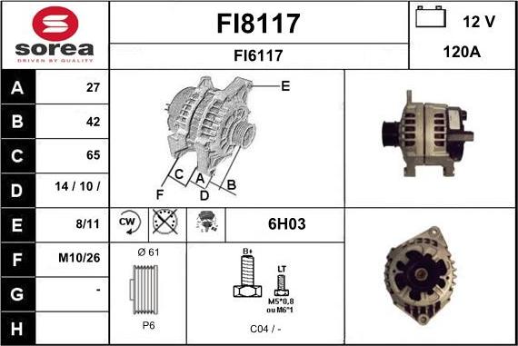 SNRA FI8117 - Ģenerators autodraugiem.lv