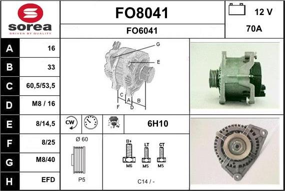 SNRA FO8041 - Ģenerators autodraugiem.lv