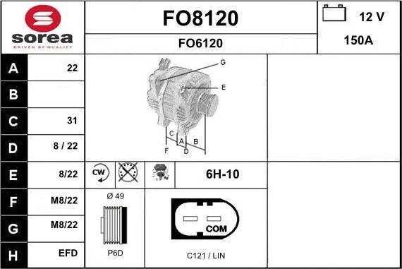 SNRA FO8120 - Ģenerators autodraugiem.lv