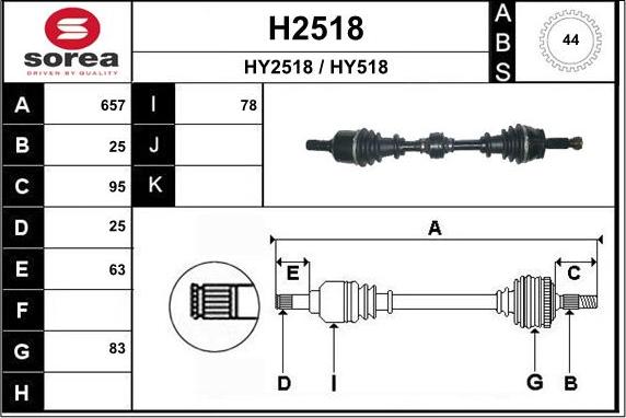 SNRA H2518 - Piedziņas vārpsta autodraugiem.lv