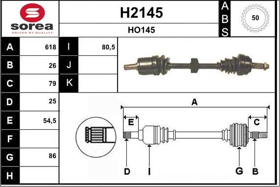 SNRA H2145 - Piedziņas vārpsta autodraugiem.lv