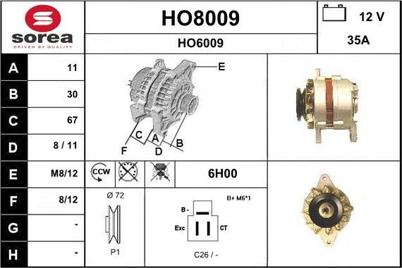 SNRA HO8009 - Ģenerators autodraugiem.lv