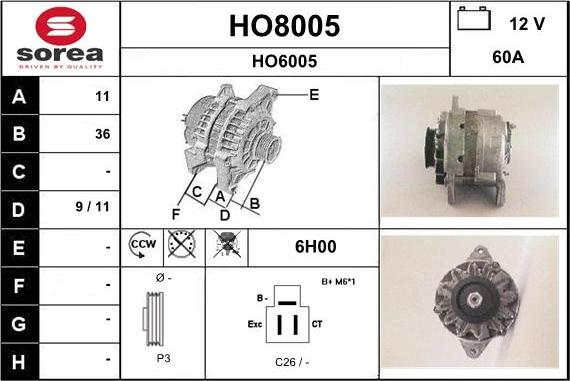 SNRA HO8005 - Ģenerators autodraugiem.lv