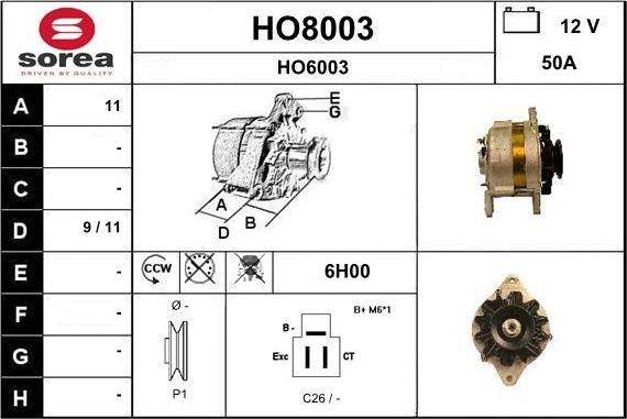 SNRA HO8003 - Ģenerators autodraugiem.lv