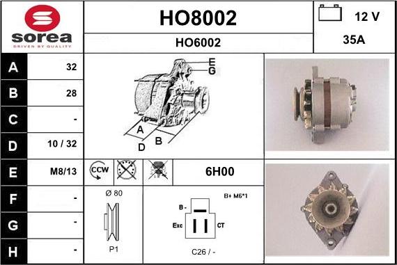 SNRA HO8002 - Ģenerators autodraugiem.lv