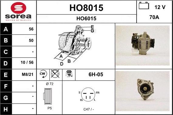 SNRA HO8015 - Ģenerators autodraugiem.lv