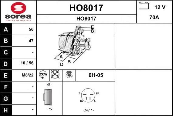 SNRA HO8017 - Ģenerators autodraugiem.lv