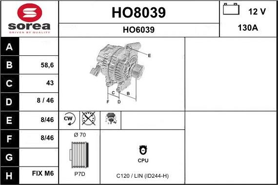 SNRA HO8039 - Ģenerators autodraugiem.lv