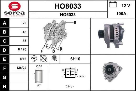 SNRA HO8033 - Ģenerators autodraugiem.lv