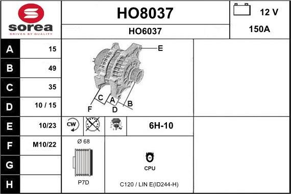 SNRA HO8037 - Ģenerators autodraugiem.lv