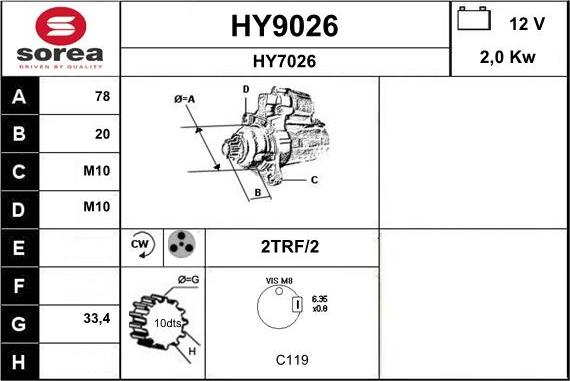 SNRA HY9026 - Starteris autodraugiem.lv