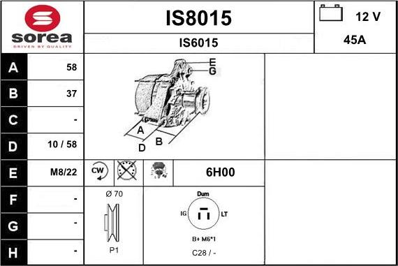 SNRA IS8015 - Ģenerators autodraugiem.lv