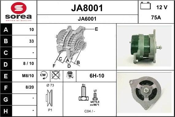 SNRA JA8001 - Ģenerators autodraugiem.lv