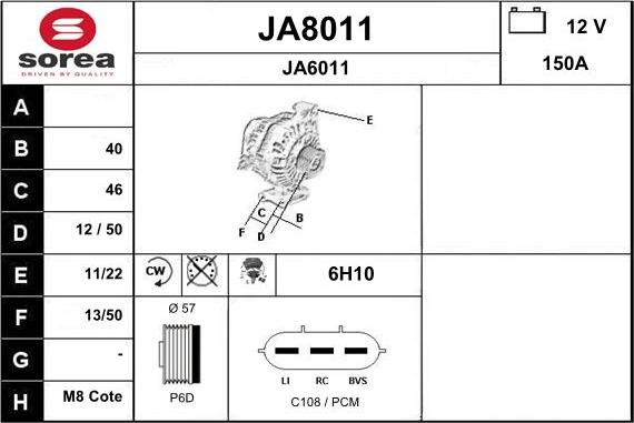 SNRA JA8011 - Ģenerators autodraugiem.lv