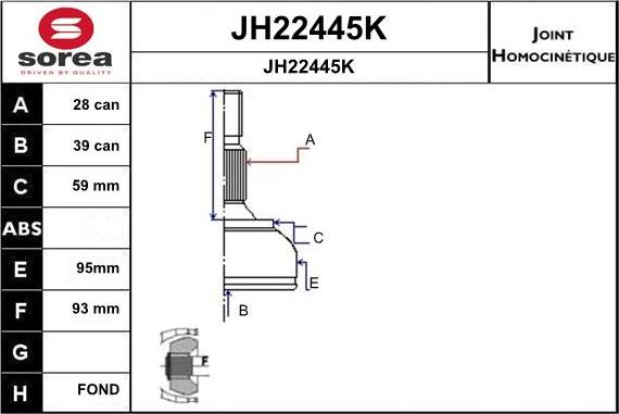 SNRA JH22445K - Šarnīru komplekts, Piedziņas vārpsta autodraugiem.lv