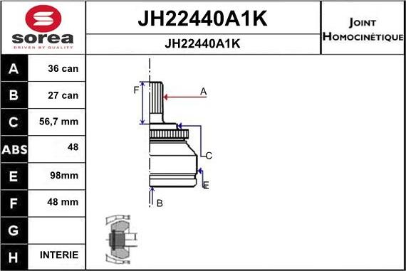 SNRA JH22440A1K - Šarnīru komplekts, Piedziņas vārpsta autodraugiem.lv