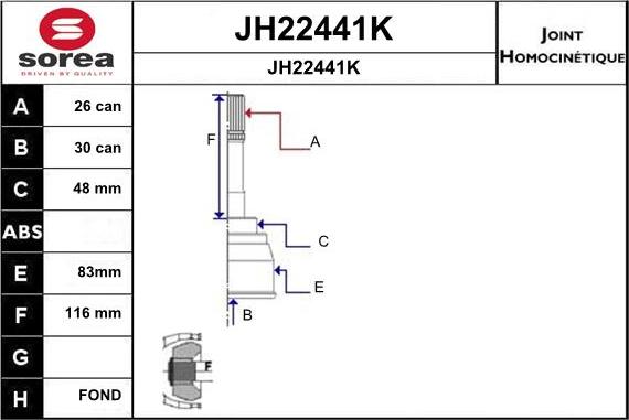 SNRA JH22441K - Šarnīru komplekts, Piedziņas vārpsta autodraugiem.lv