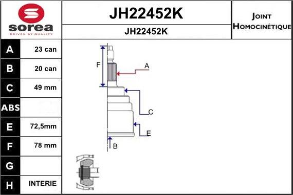 SNRA JH22452K - Šarnīru komplekts, Piedziņas vārpsta autodraugiem.lv