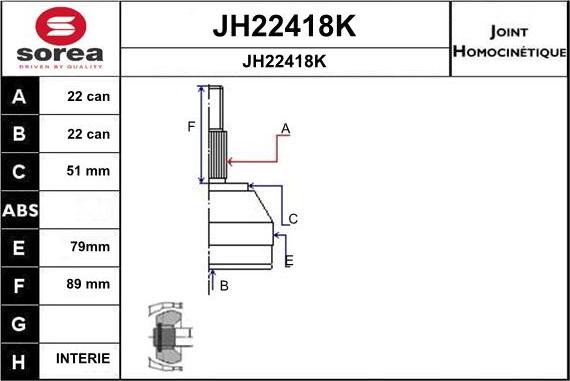SNRA JH22418K - Šarnīru komplekts, Piedziņas vārpsta autodraugiem.lv