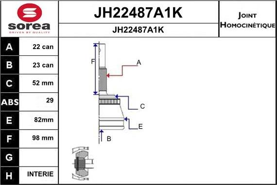 SNRA JH22487A1K - Šarnīru komplekts, Piedziņas vārpsta autodraugiem.lv
