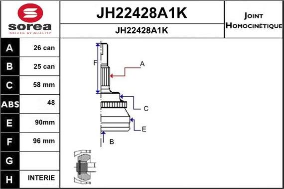 SNRA JH22428A1K - Šarnīru komplekts, Piedziņas vārpsta autodraugiem.lv