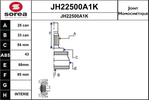 SNRA JH22500A1K - Šarnīru komplekts, Piedziņas vārpsta autodraugiem.lv