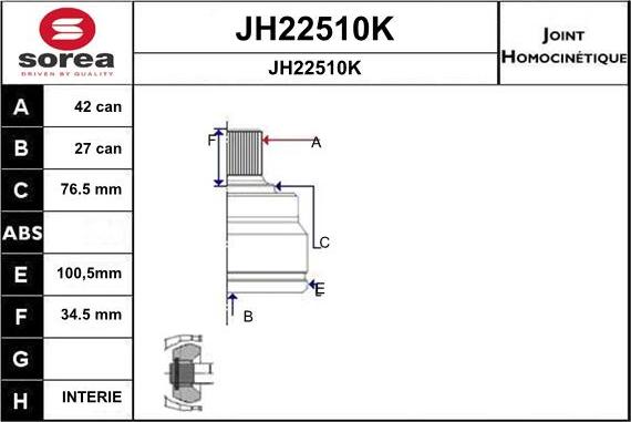 SNRA JH22510K - Šarnīru komplekts, Piedziņas vārpsta autodraugiem.lv