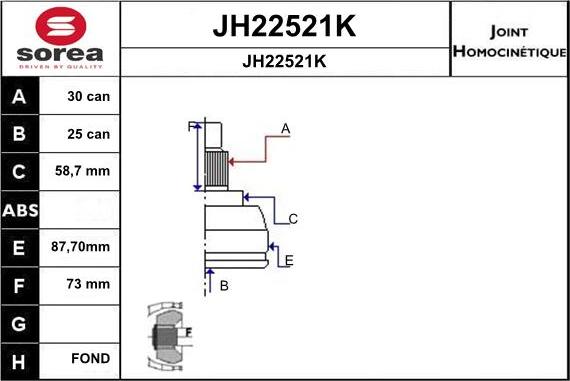 SNRA JH22521K - Šarnīru komplekts, Piedziņas vārpsta autodraugiem.lv
