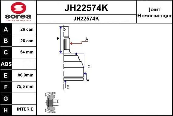 SNRA JH22574K - Šarnīru komplekts, Piedziņas vārpsta autodraugiem.lv