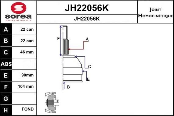 SNRA JH22056K - Šarnīru komplekts, Piedziņas vārpsta autodraugiem.lv